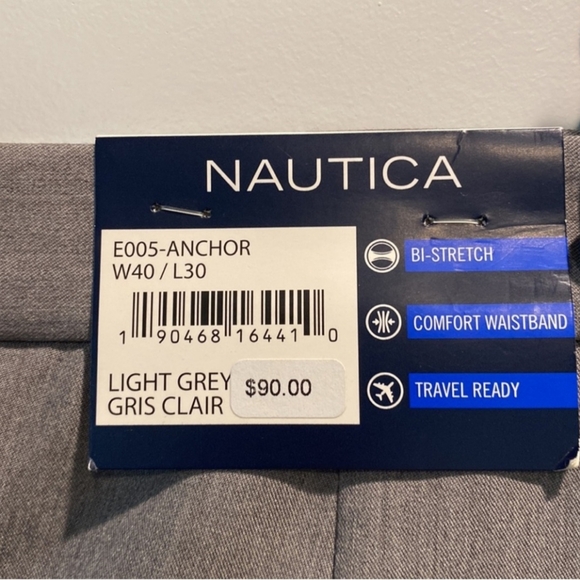 Nautica Bi Stretch Performance Light Grey Pants - Picture 3 of 12